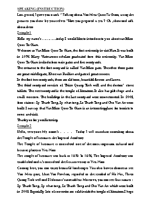 Bài tập Tiếng Anh Lớp 6 - Speaking (Instruction)